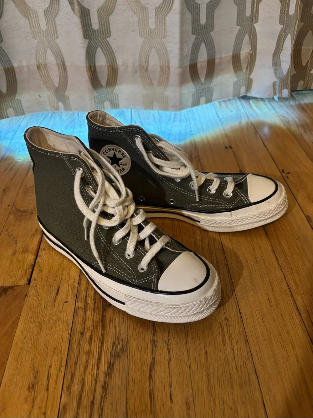 Converse Kids High Top Sneakers in Olive Green with White Accents